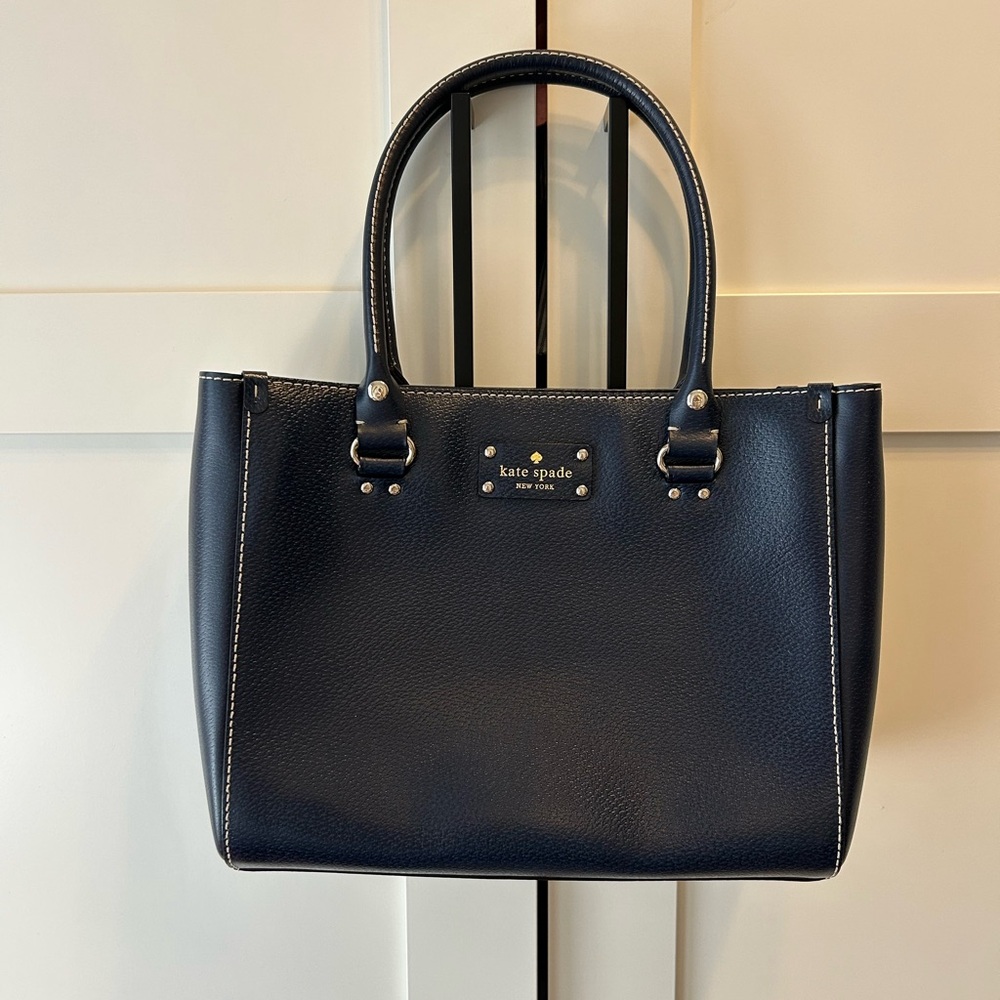 Kate Spade Navy Blue Leather Double-Handle Purse